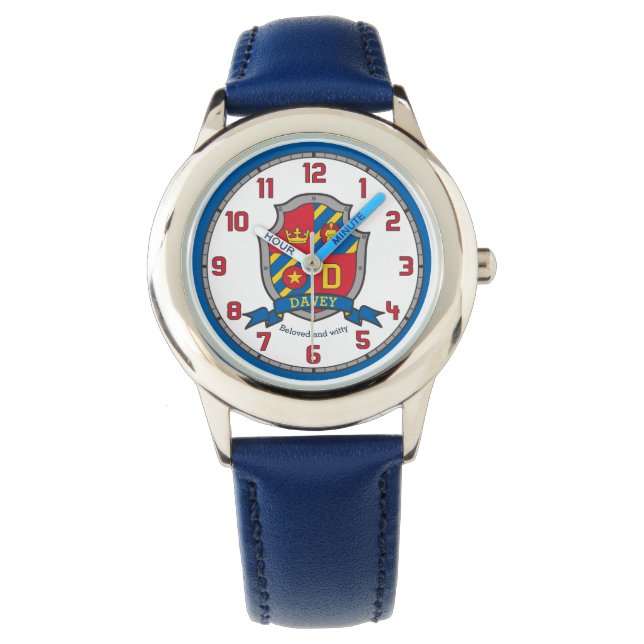 Davey jongens naam betekent kam rood blauw geel le horloge (Voorkant)