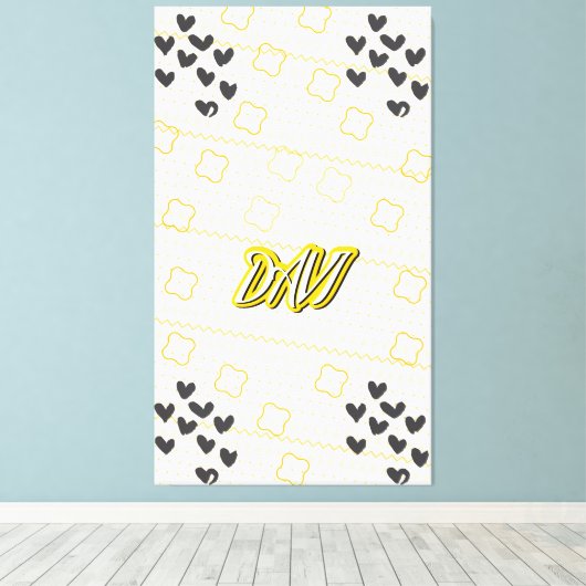 Davi, nome pessoal de caligrafia desenhada à mão canvas afdruk (Insitu (Houten vloer))