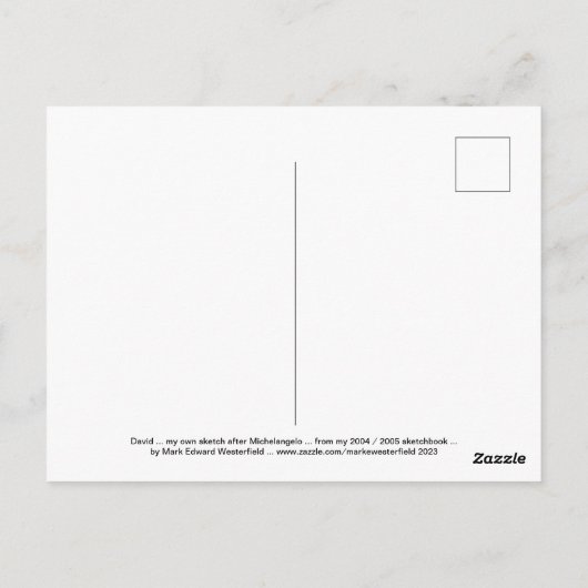 David after Michelangelo ... 2004 / 2005 sketchboo Briefkaart (Achterkant)
