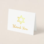 David Bat Bar Mitzvah Hartelijk dank voor Gold Folie Kaarten<br><div class="desc">Show dankbaarheid voor uw speciale gasten voor het vieren met u door hen persoonlijke gouden folie bar mitzvah te sturen dank u wel! Het moderne, stijlvolle en minimale briefkaartontwerp toont een geweven Joodse Star- of David-symbool en een handschrift "Dank u" in echt gouden mist. Deze elegante bar mitzvah bedankt u...</div>