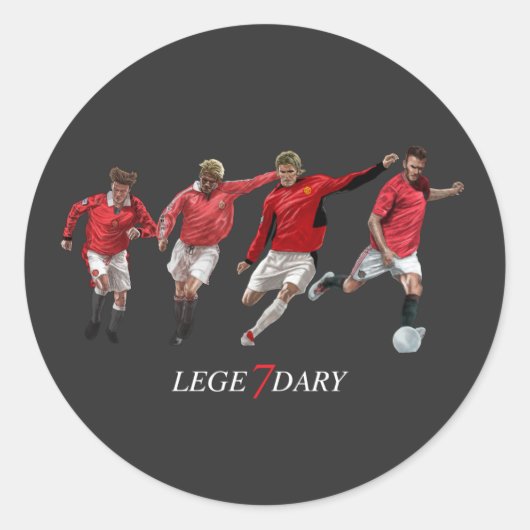 David Beckham Legendary Manchester Football Speler Ronde Sticker (Voorkant)
