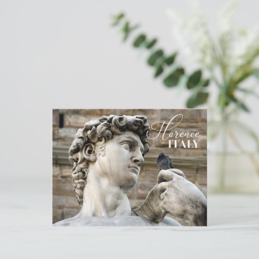 David beeld en duif briefkaart (Staand voorkant)