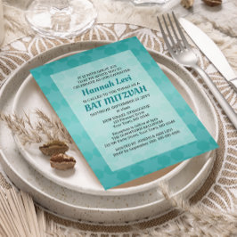 David Blauwgroen Ombre Bat Mitzvah Kaart