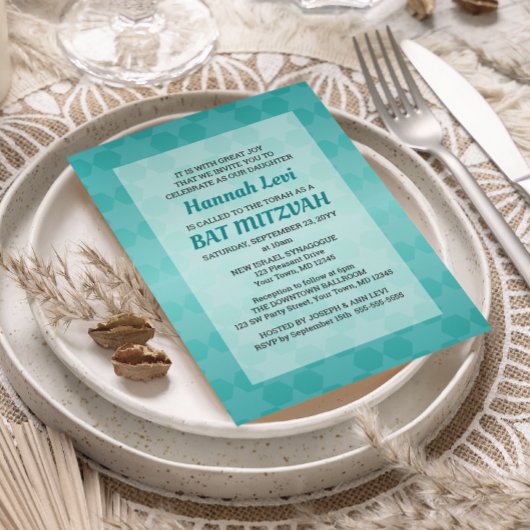 David Blauwgroen Ombre Bat Mitzvah Kaart