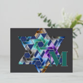 David Damask Dankjewel Monogram Folie Uitnodiging (Staand Voorkant)