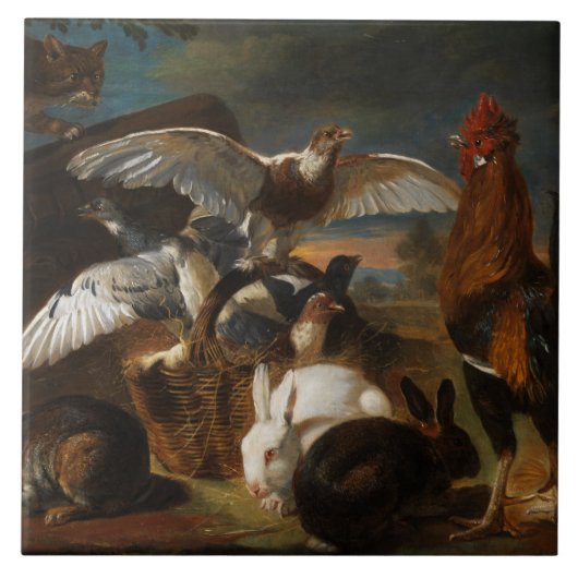  David de Coninck Allegory of Vigilance Tegeltje (Voorkant)