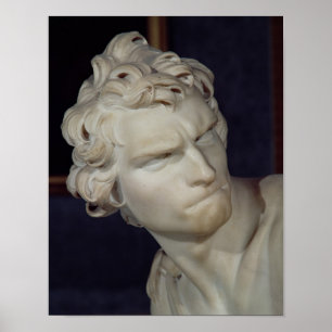 David, details van het hoofd, 1623-23 poster