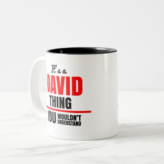 David Ding dat je niet zou begrijpen Tweekleurige Koffiemok (Voorkant links)