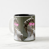 David draagt roos gekleurde glazen tweekleurige koffiemok (Voorkant links)