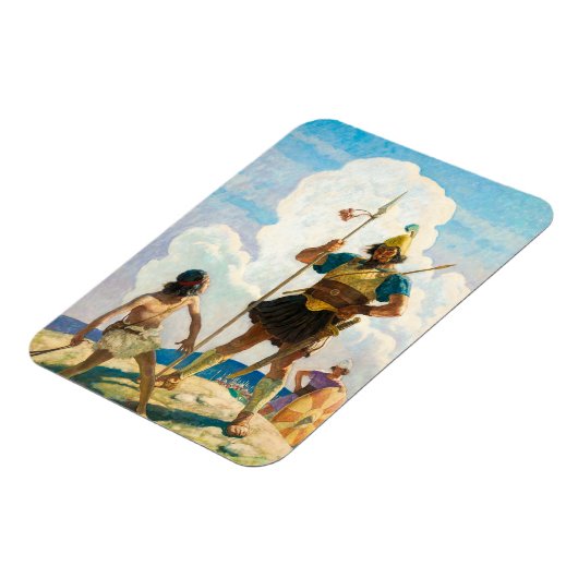 David en Goliath, 1940, van Newell Convers Wyeth Magneet (Linkerzijde)