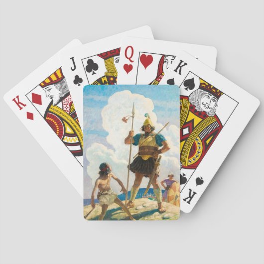 David en Goliath, 1940, van Newell Convers Wyeth Pokerkaarten (Achterkant)