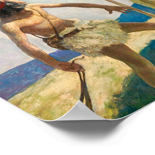 David en Goliath, 1940, van Newell Convers Wyeth Poster (Hoek)