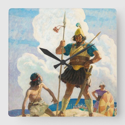 David en Goliath, 1940, van Newell Convers Wyeth Vierkante Klok (Voorkant)