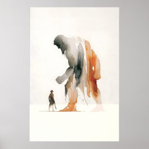 David en Goliath Aquarel Bijbel Verhaal Kunst Poster