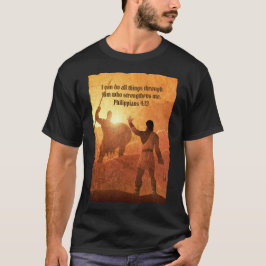 David en Goliath | Bijbelvers zwart T-shirt
