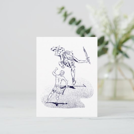 David en Goliath Briefkaart (Staand voorkant)