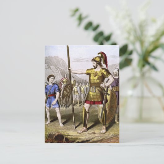 David en Goliath Briefkaart (Staand voorkant)