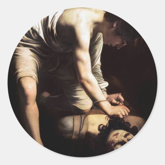 David en Goliath door Caravaggio Ronde Sticker (Voorkant)
