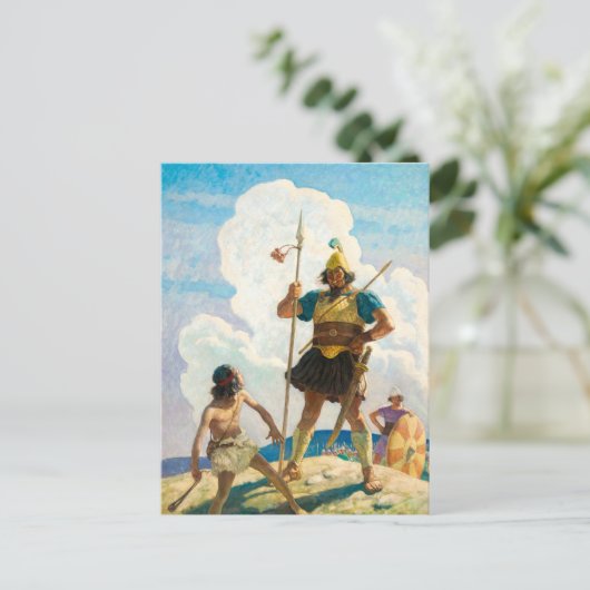 David en Goliath door Newell Convers Wyeth Feestdagenkaart (Staand voorkant)
