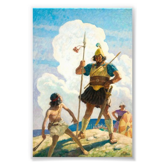 David en Goliath door Newell Convers Wyeth Foto Afdruk (Voorkant)