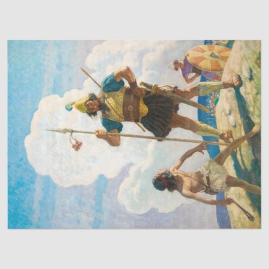 David en Goliath door Newell Convers Wyeth Tissuepapier (Voorkant)