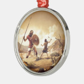 David en Goliath Metalen Ornament (Links)