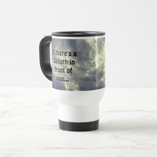 David en Goliath Quote Reisbeker (Voorkant links)