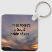 David en Goliath Quote Sleutelhanger (Achterkant)