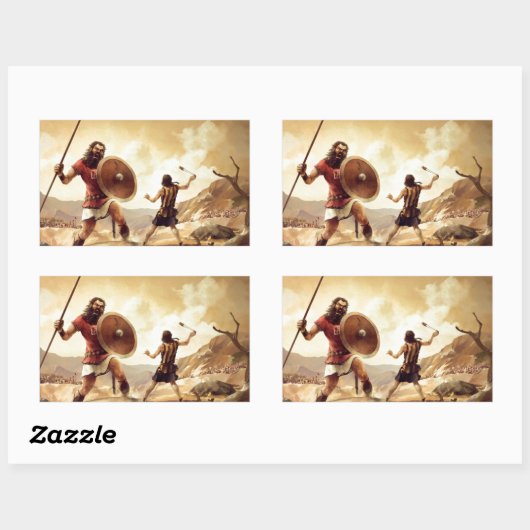 David en Goliath Rechthoekige Sticker (Vel)