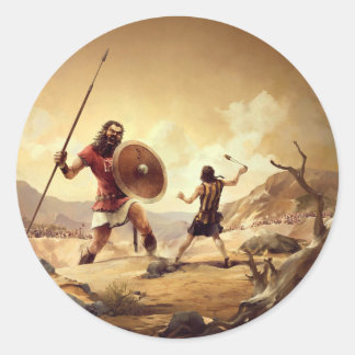 David en Goliath Ronde Sticker