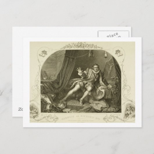 David Garrick (1717-79) als Richard III, Act V Sce Briefkaart (Voorkant / Achterkant)