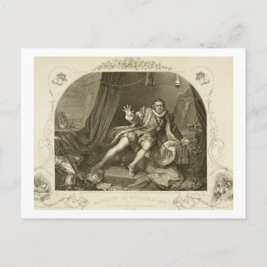 David Garrick (1717-79) als Richard III, Act V Sce Briefkaart (Voorkant)
