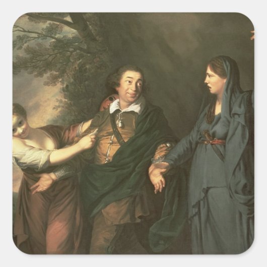 David Garrick tussen de Muses van Tragedie Vierkante Sticker (Voorkant)