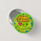 david gerbstadt, wees vriendelijk, knop, 3 harten, ronde button 3,2 cm (Voorkant /achterkant)