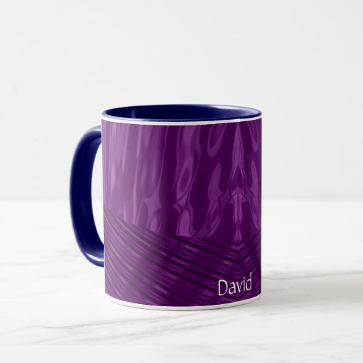 DAVID ~ GLOSSY 3D Glossy Paars Blue Mok (Voorkant links)