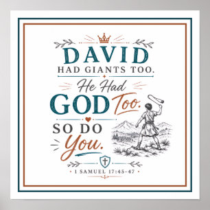 David Had Ook Reuzen Spirituele Christelijke Spreu Poster