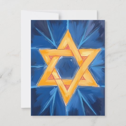 David Hanukkah Blauwe Waterverf Feestdagenkaart (Voorkant)