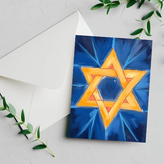 David Hanukkah Blauwe Waterverf Feestdagenkaart