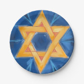 David Hanukkah Blauwe Waterverf Papieren Bordje (Voorkant)