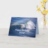 David Happy Birthday Surfer met regenboog Kaart (Gele Bloem)
