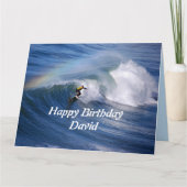David Happy Birthday Surfer met regenboog Kaart (Voorkant)