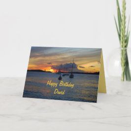 David Happy Birthday Zeilboten bij zonsondergang Kaart