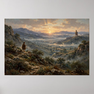 David in de vallei klassiek olieverfschilderij poster
