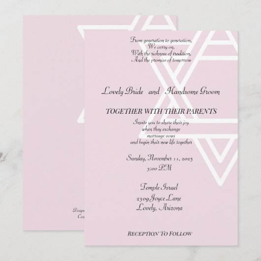 David in het roze joods kaart (Voorkant / Achterkant)