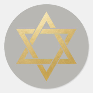 David Jewish Gold Grey Circle Ronde Sticker