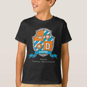 David jongens D naam & betekenis ridders schild T-shirt