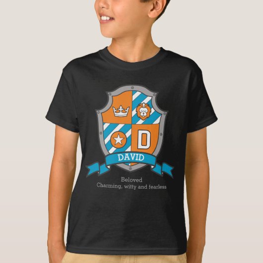 David jongens D naam & betekenis ridders schild T-shirt (Voorkant)