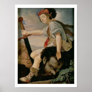 David met het hoofd van Goliath Poster