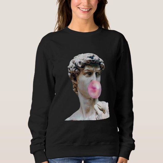 David Michelangelo Chewing Bubble Gum Statue Man W Trui (Voorkant)