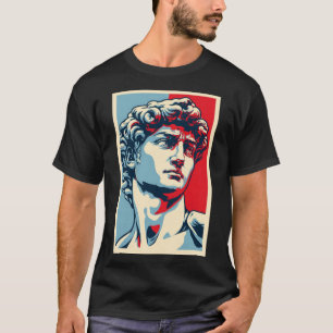 David Michelangelo in Pop Art: Blauw-Rood Portret T-shirt